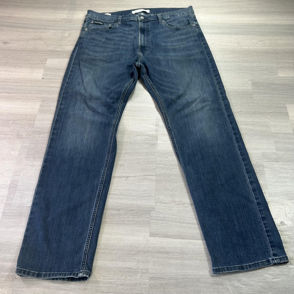 Calvin Klein Slim Straight Fit Jeans Mens 36x30 Blue Stretch Denim Med Wash